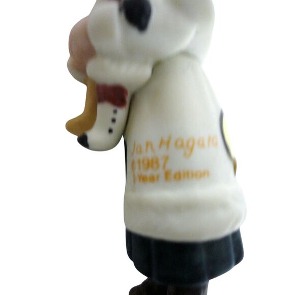 Jan Hagara Noel Christmas Ornament Porcelain Doll Figurine Santa Teddy Bear 1987 - Picture 2 of 5